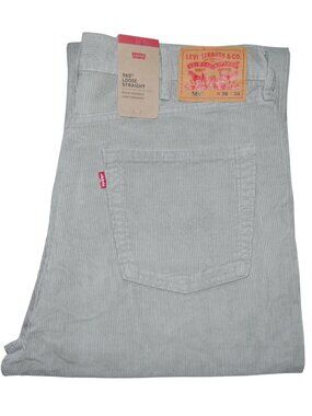 Levi's 565 Loose Straight Fit Men's Size 38x34 Corduroy Jean Pants Gray NEW